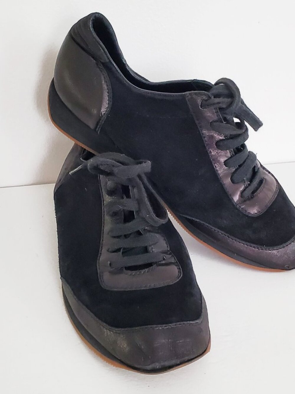 Ann Demeulemeester Vintage RARE Womens Trainer Sneakers Black Leather Suede 38.5